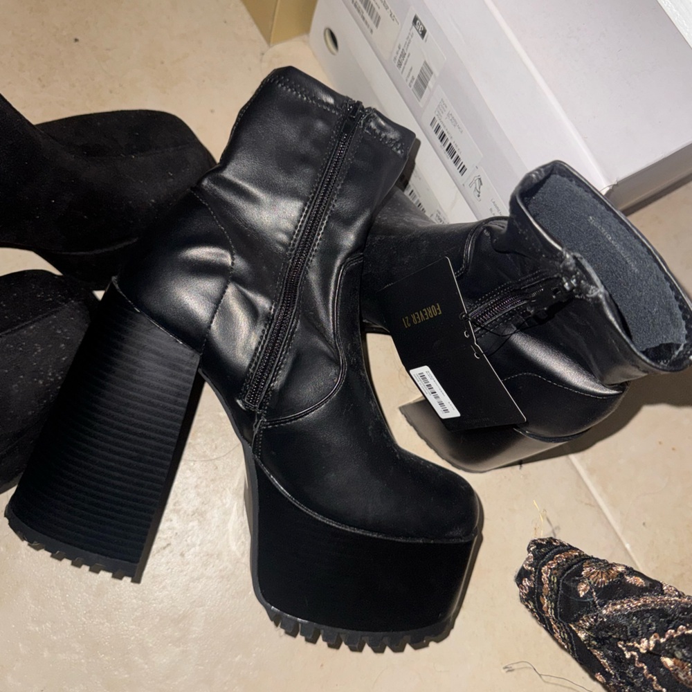 Forever 21 Black Heeled Boots
